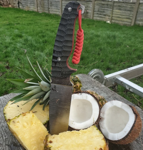 A heavily sculpted knife handle